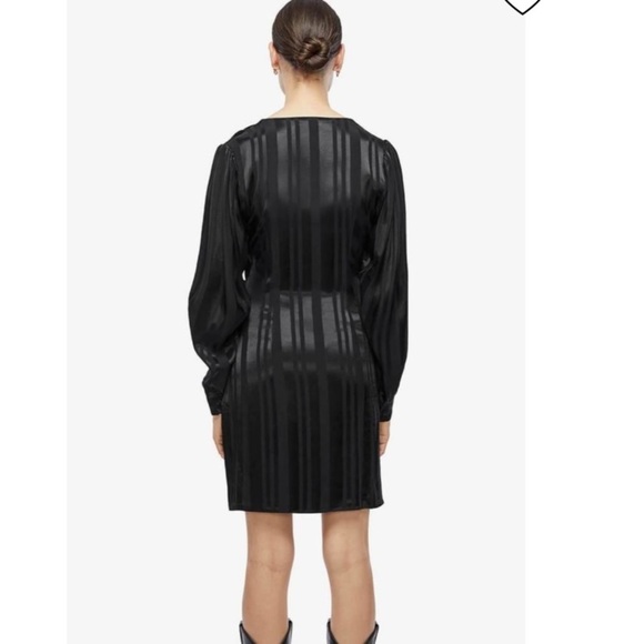 Anine Bing | Penelope Striped Satin Jacquard Mini Wrap Dress Size XS NEW Black - Picture 14 of 14